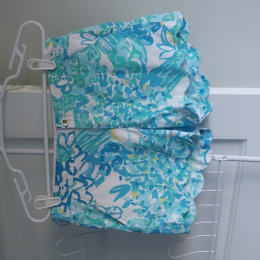 Lilly Pulitzer The Buttercup Shorts Scalloped Hem 100% Cotton Preppy Beach Fun